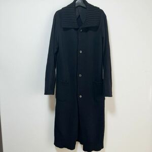 1円【美品】Yohji Yamamoto POUR HOMME/ヨウジヤマモトプールオム ロング コート ニットカーディガン ブラック HX-D03-178