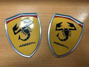 Abarth フェラーリ風 メタル調ウィングバッジ アバルト 595 500 124 プント punto Fiat フィアット ロゴ エンブレム ステッカー2個セット8