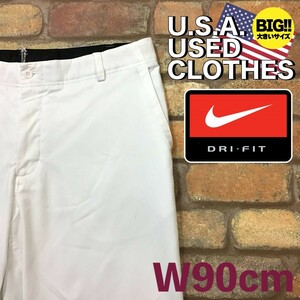 BP2-488★W90センチ位★USA買付商品★訳あり 格安★【NIKE ナイキ】DRI-FIT ポリコットンパンツ【W36 メンズ XL】白 薄手 吸湿速乾 ゴルフ