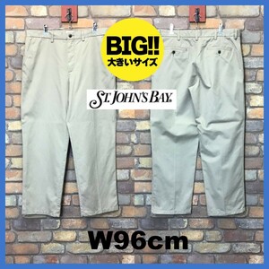 BP2-350★W96センチ位★US規格ビッグサイズ★【ST JOHN'S BAY】クラシックフィット チノパン【W36×L30 メンズ L】ベージュ USA古着