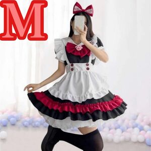 メイド服 パニエ付き コスプレ メイド 衣装 5点セット かわいい Mサイズ