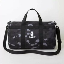 BAPE◆A BATHING APE／迷彩カモ◆ア ベイシング エイプ◆ブラックダッフル◆ブラックカモ柄◆CAMO／カモ／付録ノベルティ_画像1