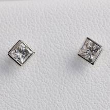 Pt900 プリンセスカット 1粒 ダイヤモンド 0.30ct ×2 ピアス スタッド フクリン プラチナ_画像3