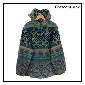 Crescent Max　ウール混パーカー　フーディー　ジップアップ　花柄