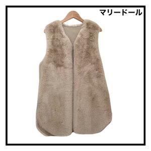 ma Lead -ru fake fur the best gilet lady's beige long height 