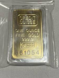 インゴット　/ スイス・CREDITSUISSE 　/ 記念金貨コイン・金貨バー長方形 GOLD 31gシリアルナンバー入り24kgp Gold Plated 専用ケース付き