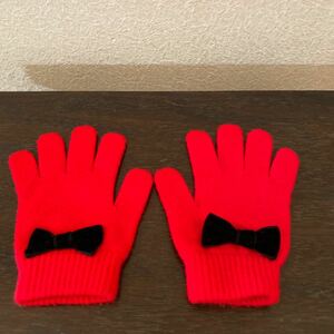  for children gloves gloves Ribon red black retro price cut 