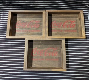  Coca Cola コカ・コーラ 木製 木箱 3点セット レトロ 雑貨 アンティーク ヴィンテージ 小物入れ 引き出し 当時物 古道具 希少 入手困難