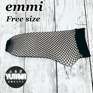 【美品】emmi　メッシュソックス　ブラック　黒　フリーサイズ　レディース　靴下　ソックス　網タイツ　ネットソックス　エミ