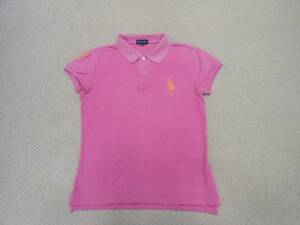 RALPH LAUREN Ralph Lauren * pretty big po knee embroidery polo-shirt with short sleeves 160. Pink Lady -sS rank 