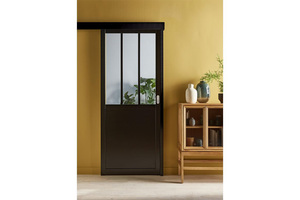 フランスドア黒　デザインドア　建具　　730×2000サイズ　黒塗装無加工品　強化ガラス　 ie-mon