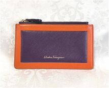 Salvatore Ferragamo フェラガモ★カード・キー・ケース・キーリング付き・カーフレザー★新品同様_画像1