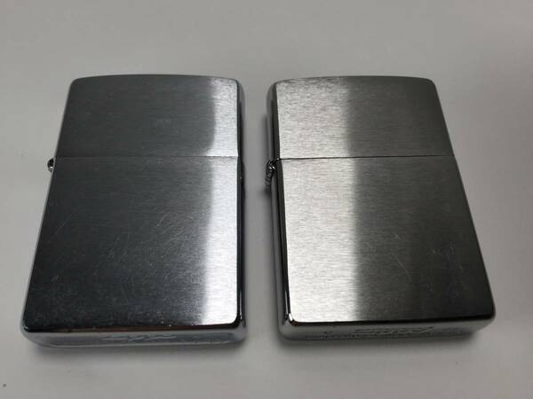 【パケ無料】程度良好 ZIPPO ジッポー プレーン ヘアライン 2個セット 2007年 2022年 現状品 [p1110]