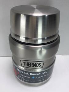 【飛脚便60】未使用(小凹み有) サーモス THERMOS ステンレスキング フードジャー 0.45L シルバー スプーン付 キャンプ アウトドア[l1098]