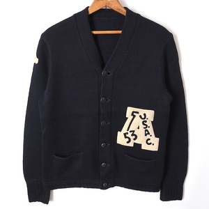 50s Vintage letter do cardigan ( men's XS~S degree ) navy college 