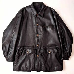 初期 1980s COMME des GARCONS HOMME レザー ライダース ジャケット カーコート ビンテージ アーカイブ コムデギャルソン オム プリュス