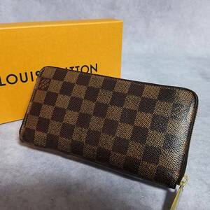 【良好】　LOUIS VUITTON　ルイヴィトン　正規品　レザー　ダミエ　エベヌ　ジッピーウォレット　ラウンドファスナー長財布　N60015　CH119