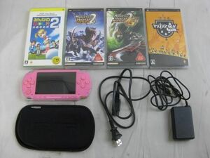 【同梱可】中古品 ゲーム PSP 本体 PSP1000 ピンク 動作品 充電ケーブル パタポン みんなのゴルフ 他 ソフト 付き