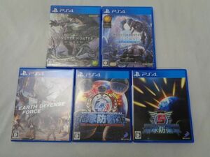 【同梱可】中古品 ゲーム プレイステーション4 PS4ソフト 地球防衛軍 4.1 5 EARTH DEFENSE FORCE 等 5点 グッズセッ