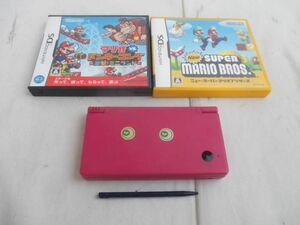 【同梱可】中古品 ゲーム ニンテンドーDS 本体 Dsi ワインレッド 動作品 スーパーマリオブラザーズ他ソフト付きグッ