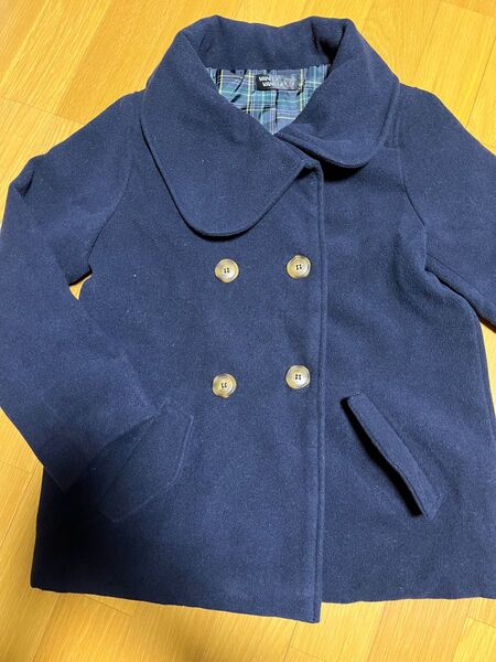 ジュニア キッズ コート アウター ネイビー 女児 厚手 140