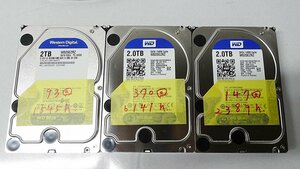 3個セット レターパックプラス WD WD20EZRZ 2TB HDD 3.5インチ SATA データ消去 ハードディスク WD S110820