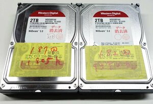 2個セット レターパックプラス WD WD20EFAX 赤 2TB SATA HDD 3.5インチ SATA データ消去 ハードディスク S111618