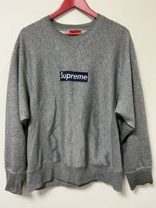 USA製 90s SUPREME Box Logo Crew-Neck Sweatshirt GREY 初期 シュプリーム ボックスロゴ スウェット 前V 旧タグ 灰 グレー【中古】