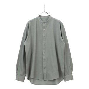 新品THE SUIT COMPANYスーツカンパニーHEYA WEAR バンドカラーシャツ ウォッシャブル シルケット鹿の子 S001 ミディアムグレーＬ