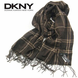 新品 【日本製】DKNY ダナキャランニューヨーク / 持ち運びしやすい 薄手 マフラー / 焦げ茶 ★240957 毛 ウール ディーケーエヌワイ