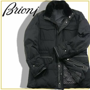  new goods Brioni Brioni regular price 69 ten thousand 1,200 jpy [ Italy made silk cashmere deer leather nutria ] down blouson coat S *280080 top class 