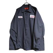 RED KAP 長袖ワークシャツ size 2XL オーバーサイズ グレー ストライプ ゆうパケットポスト可 胸 ワッペン Carson 古着 洗濯 プレス済 954_画像1