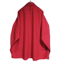 RED KAP 長袖ワークシャツ size 2XL オーバーサイズ レッド ゆうパケットポスト可 胸 ワッペン HELP 古着 洗濯 プレス済 960_画像3