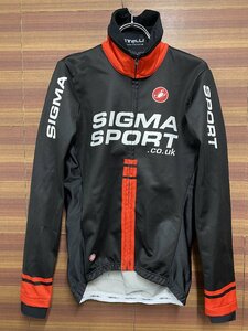 HH743 カステリ CASTELLI 長袖サイクルジャケット 裏起毛 黒 M 赤 襟部毛玉あり