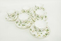 N141-J16-1686 WEDGWOOD ウエッジウッド ワイルドストロベリー カップ＆ソーサー 6客 現状品⑧_画像1