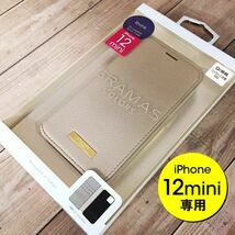 ★外箱痛みアリ/本体問題なし GRAMAS PUレザー iPhone12min 手帳型 くすみカラー ベージュ スタンド機能 4580525815823_画像1