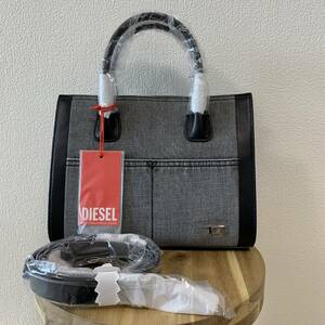 《新品/正規品》定価39,600円 DIESEL ディーゼル レディース ダークウォッシュ デニム地 羊革 レザー 2WAY トートバッグ