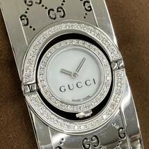 ★81885　グッチ　GUCCI　112　ダイヤベゼル　バングルウォッチ　レディース　不動品　GG柄　腕時計　1円～★_画像1