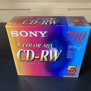 訳アリ】ソニー データ用CD-RW 700MB 4倍速対応 10mmケース カラーミックス 5枚入パック 5CDRW700EX(4901780838547)