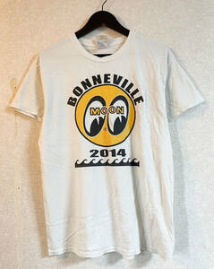 ムーンアイズ MOONEYES　半袖　Tシャツ　Bonneville 2014 　モータースポーツ　自動車　ロゴ　ホワイト　Mサイズ