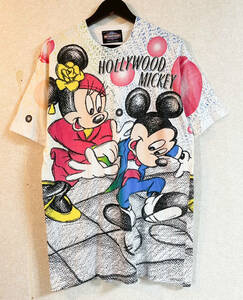 HOLLYWOOD MICKEY　ハリウッド　ミッキー　半袖　Tシャツ　DISNEY　ディズニー　ミニー　総プリント