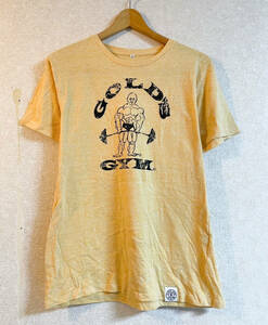 ゴールドジム GOLD'S GYM　ロゴ　半袖　Tシャツ　プリント　フィットネス　トレーニング　イエロー　Lサイズ