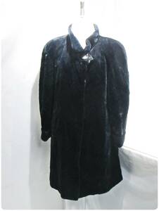 EMBA エンバ Junko Yamamoto 毛皮 コート シェアードミンク ミッドナイトブルーダイド 着丈約89cm
