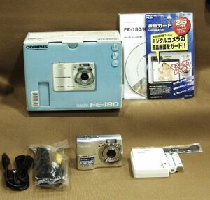 M1-446◆中古 美品 OLYMPUS オリンパス CAMEDIA FE-180 コンパクト デジタルカメラ デジカメ おまけ（画面保護フィルム）付