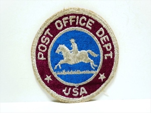 ビンテージ USA POST OFFICE DEPT. ワッペン アメリカ 郵便局 ポストオフィス 7cm×7.8cm 楕円形 エンジ×白×青 ファッション小物