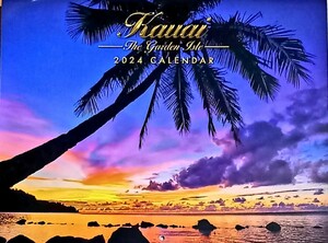 ハワイカウアイフォトカレンダー　2024年カレンダー　カウアイ島の景色12カ月壁掛けカレンダー　ハワイ発行