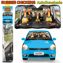 ラバー チキン オート サンシェード Rubber Chickens Auto Sunshade 車 フロント 日除け 紫外線 カー用品 おもしろ_画像1