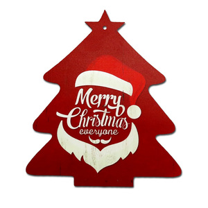 クリスマス ウッド ツリー型 サイン プレート (F) SignPlate 木製 飾り 装飾 インテリア 壁掛け 玄関 クリスマスツリー Xmas【メール便OK】
