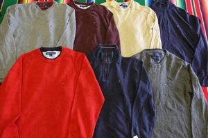 KNT-BN7 トミーヒルフィガー TOMMY HILFIGER コットンニットセーター 厚手 ハーフジップ￥1～ビンテージUS古着卸大量セット業者まとめ売り