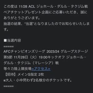 11/28 川崎フロンターレACL メインS指定 2枚